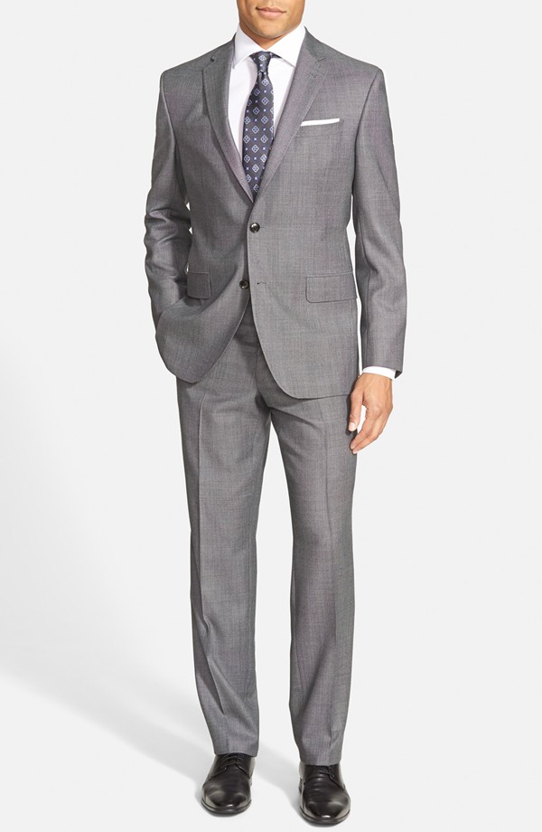 Ted Baker London Trim Fit Solid Wool Gray Suit